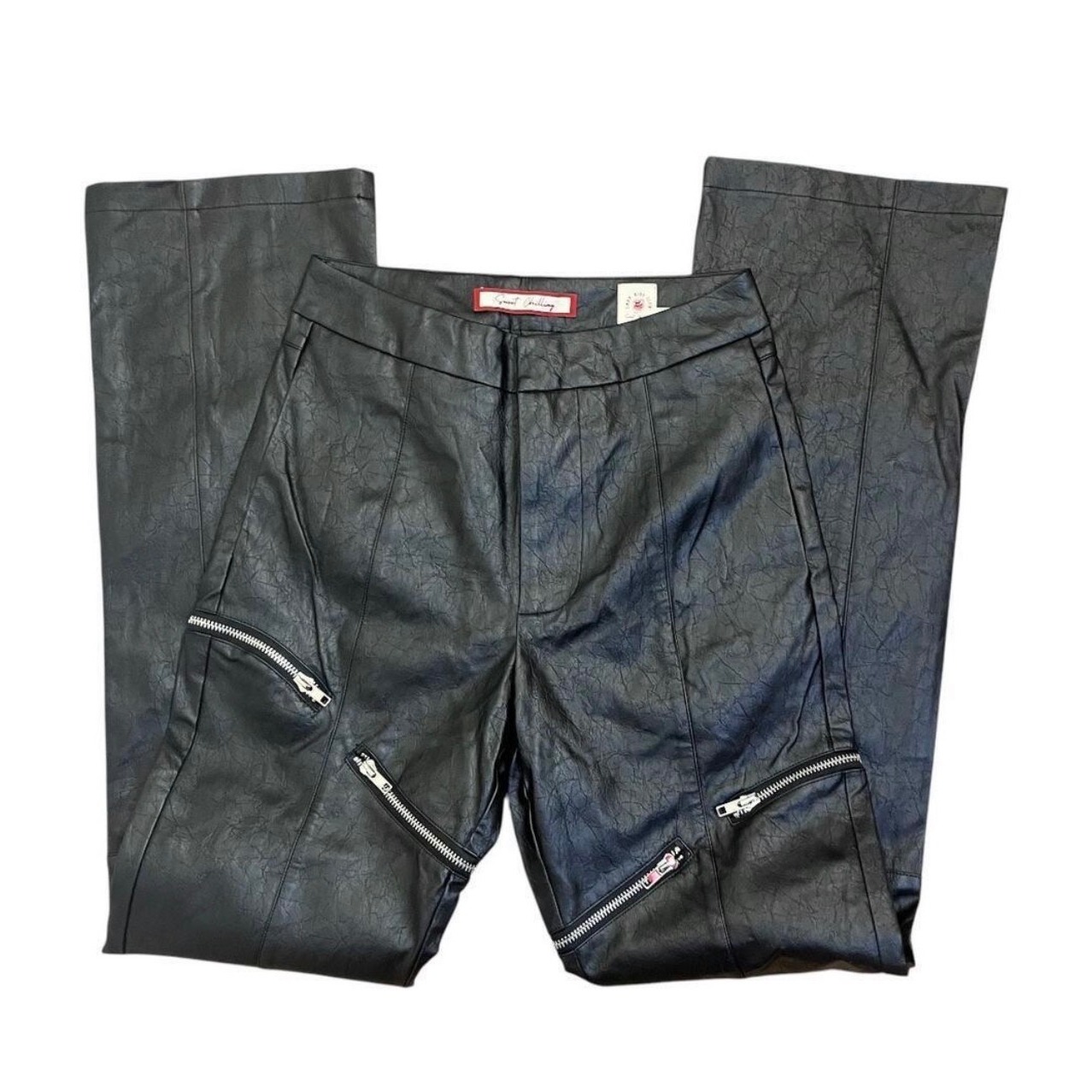 Sweet Chilling Pants Womens 26 Black Last Kiss Club Faux Leather Zipper Edgy — image 2 of 8